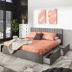 Lit plateforme de rangement Arlert en lin gris à 4 tiroirs par iNSPIRE Q Modern