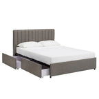 Lit plateforme de rangement Arlert en lin gris à 4 tiroirs par iNSPIRE Q Modern