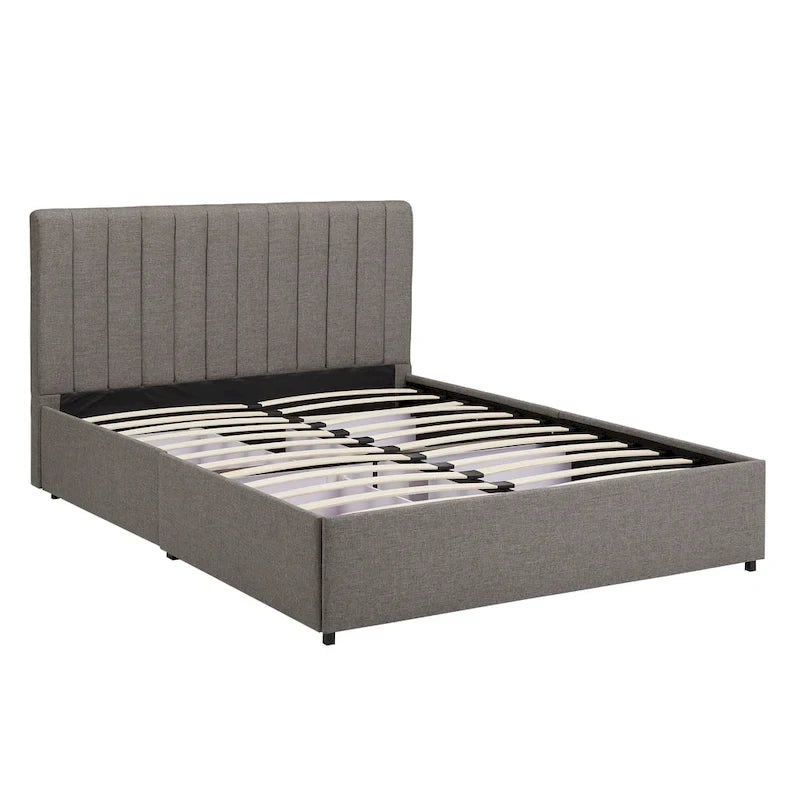 Lit plateforme de rangement Arlert en lin gris à 4 tiroirs par iNSPIRE Q Modern