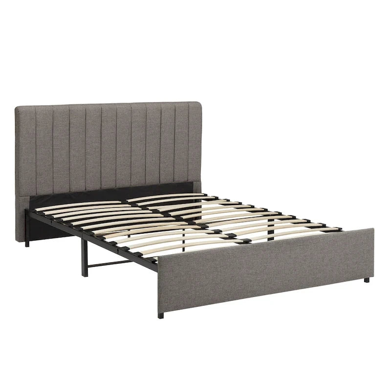Lit plateforme de rangement Arlert en lin gris à 4 tiroirs par iNSPIRE Q Modern