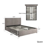 Lit plateforme de rangement Arlert en lin gris à 4 tiroirs par iNSPIRE Q Modern