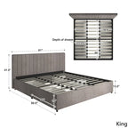 Lit plateforme de rangement Arlert en lin gris à 4 tiroirs par iNSPIRE Q Modern