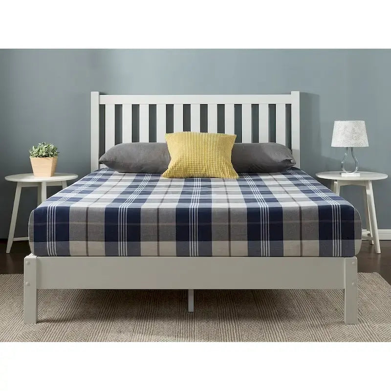 Cadre de lit plateforme Priage by ZINUS en bois blanc cassé Deluxe avec tête de lit
