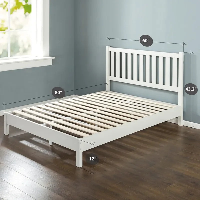 Cadre de lit plateforme Priage by ZINUS en bois blanc cassé Deluxe avec tête de lit