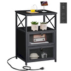 Lot de 2 tables de chevet avec station de charge et 2 tiroirs à bascule, 2 ports USB et 2 prises de courant