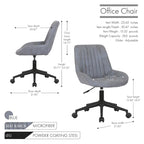 Porthos Home Cabe Chaise de bureau pivotante, Revêtement en microfibre