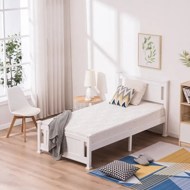 Cadre de lit panneau au design classique avec tête de lit blanche