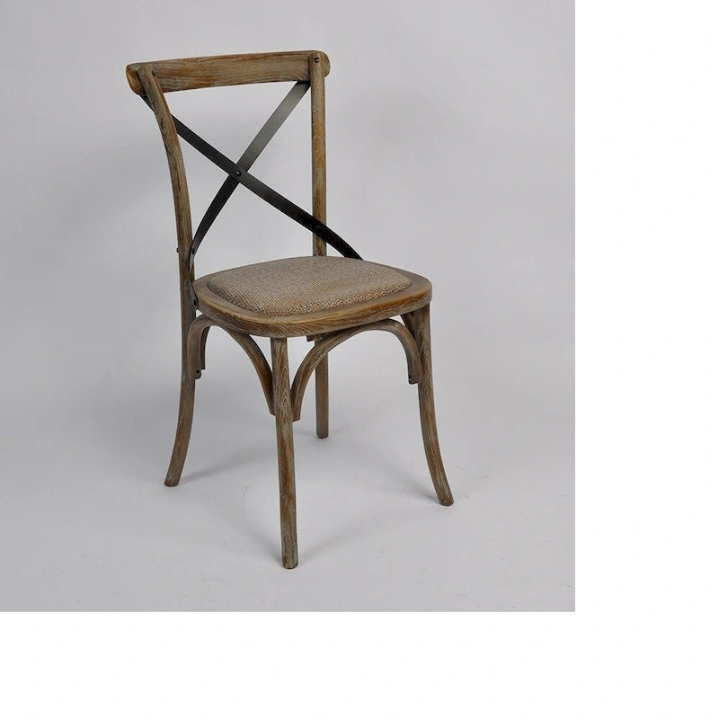 Chaise capitonnée en rotin à dossier croisé Tucken (lot de 2)