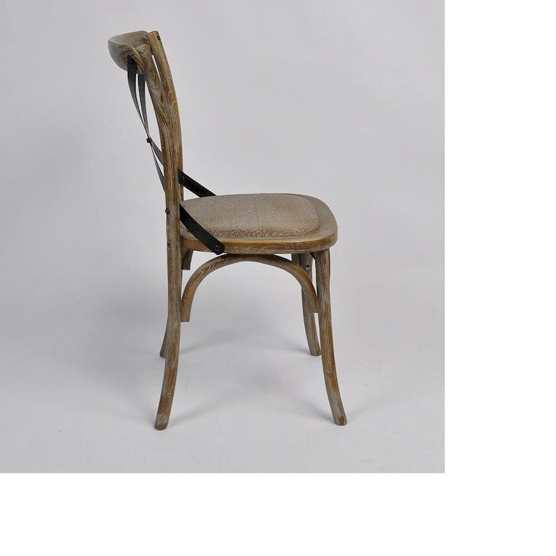 Chaise capitonnée en rotin à dossier croisé Tucken (lot de 2)