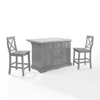Crosley Julia Îlot de cuisine en acier inoxydable avec tabourets à dossier en X – 50 L x 60 P x 41 H