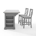 Crosley Julia Îlot de cuisine en acier inoxydable avec tabourets à dossier en X – 50 L x 60 P x 41 H