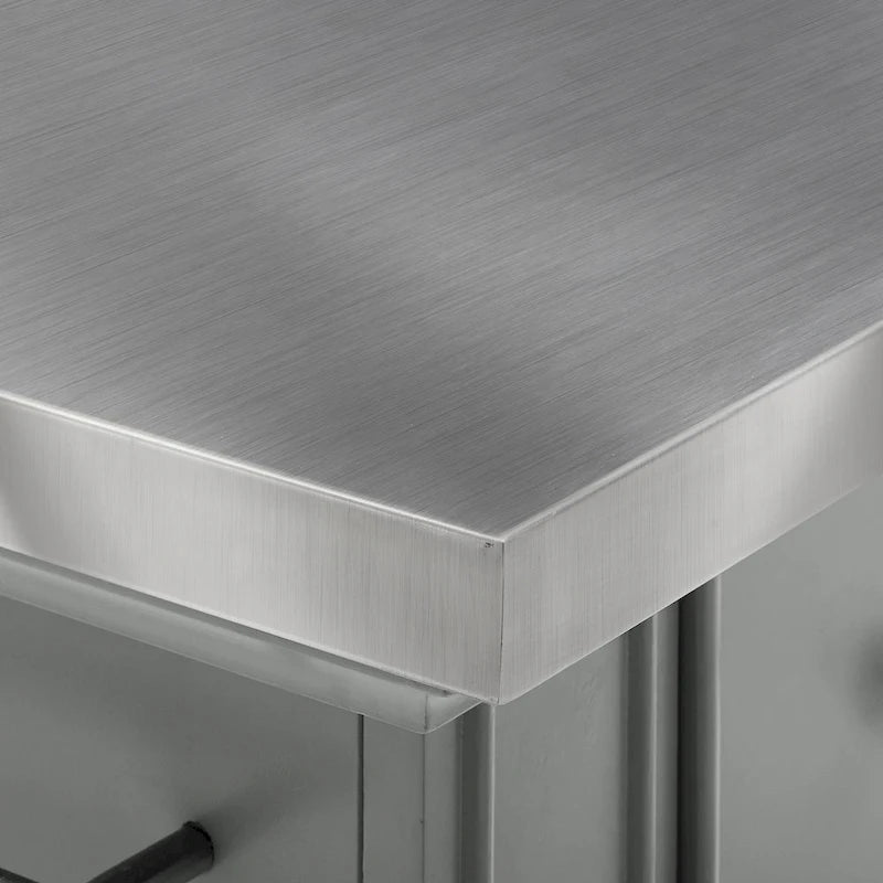 Crosley Julia Îlot de cuisine en acier inoxydable avec tabourets à dossier en X – 50 L x 60 P x 41 H