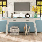 Table console Jessica en chêne blanc contemporain de 178 cm avec 2 tiroirs par Furniture of America