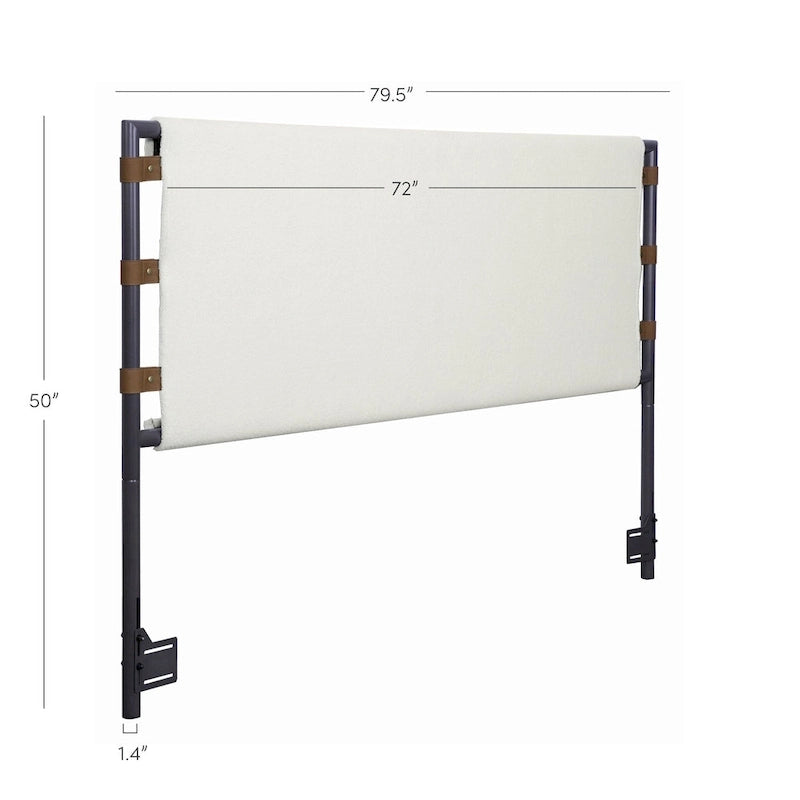 Tête de lit Nathan James Aspen, tête de lit rembourrée en Boucle avec cadre en métal mat
