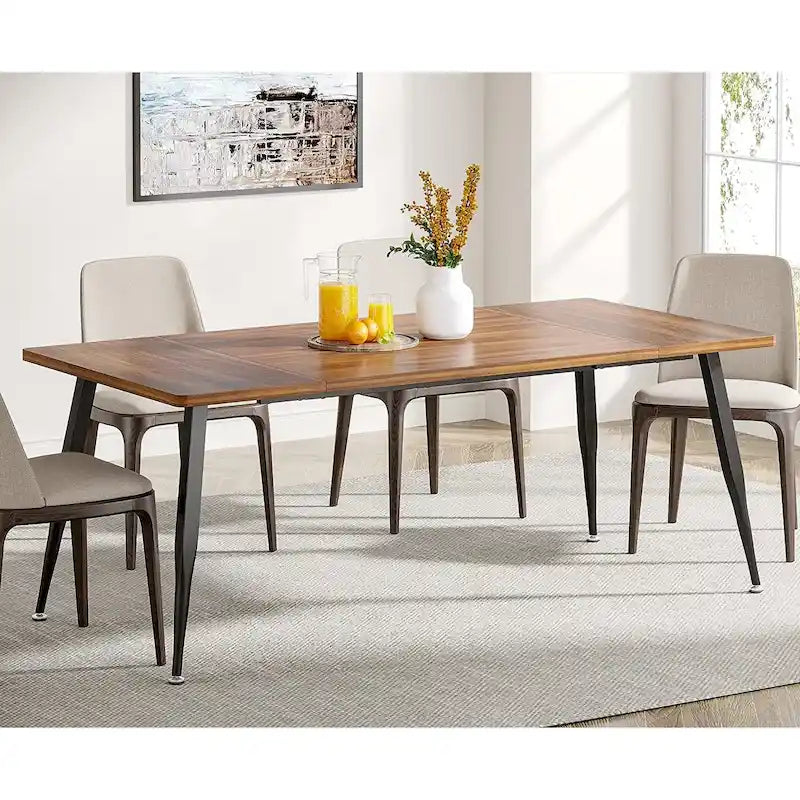 Table à manger industrielle pour 6 à 8 personnes, table de cuisine rectangulaire