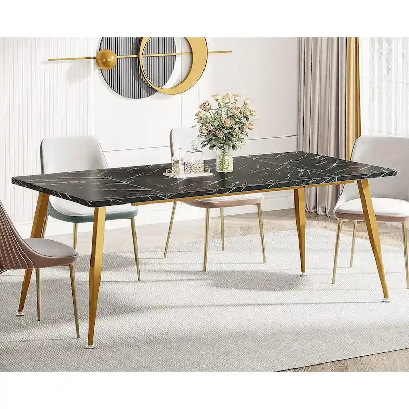 Table à manger industrielle pour 6 à 8 personnes, table de cuisine rectangulaire