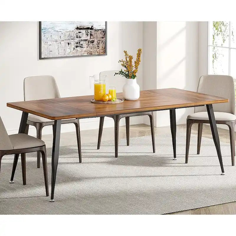Table à manger industrielle pour 6 à 8 personnes, table de cuisine rectangulaire