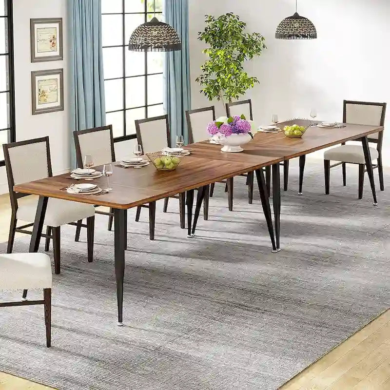 Table à manger industrielle pour 6 à 8 personnes, table de cuisine rectangulaire
