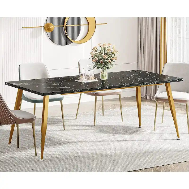 Table à manger industrielle pour 6 à 8 personnes, table de cuisine rectangulaire