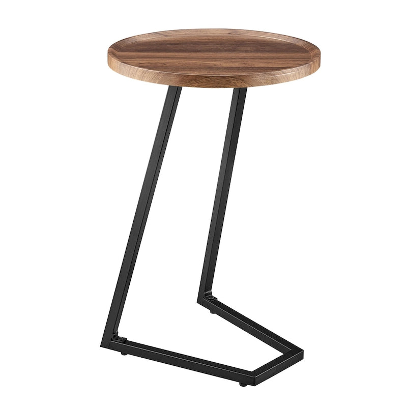 Table d'appoint en C pour canapé Addison, avec bord surélevé, marbre noir ou noyer brun