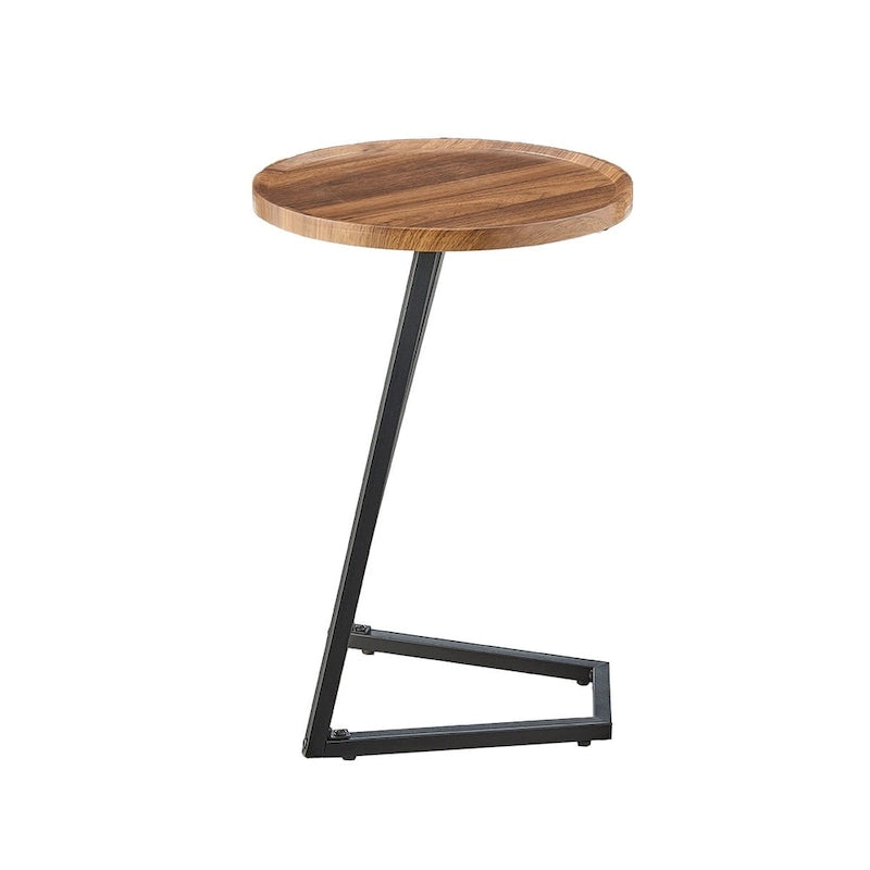 Table d'appoint en C pour canapé Addison, avec bord surélevé, marbre noir ou noyer brun