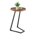Table d'appoint en C pour canapé Addison, avec bord surélevé, marbre noir ou noyer brun