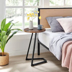 Table d'appoint en C pour canapé Addison, avec bord surélevé, marbre noir ou noyer brun