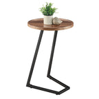 Table d'appoint en C pour canapé Addison, avec bord surélevé, marbre noir ou noyer brun