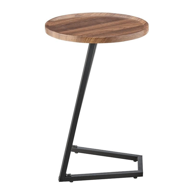Table d'appoint en C pour canapé Addison, avec bord surélevé, marbre noir ou noyer brun