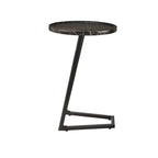 Table d'appoint en C pour canapé Addison, avec bord surélevé, marbre noir ou noyer brun