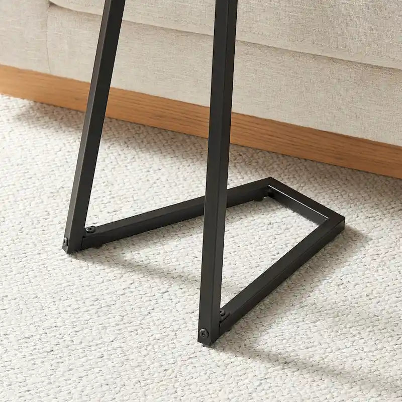 Table d'appoint en C pour canapé Addison, avec bord surélevé, marbre noir ou noyer brun