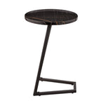 Table d'appoint en C pour canapé Addison, avec bord surélevé, marbre noir ou noyer brun