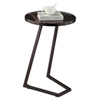 Table d'appoint en C pour canapé Addison, avec bord surélevé, marbre noir ou noyer brun