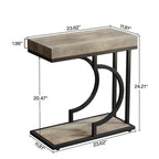 Table d'appoint en forme de C à 2 niveaux pour salon