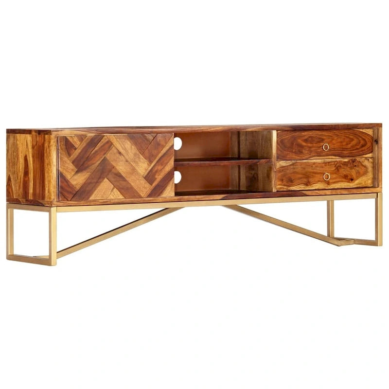 vidaXL TV Stand 55.1x11.8x17.7 Solid Wood Sheesham