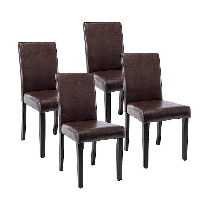 Chaises de salle à manger Porthos Home Nate avec revêtement en similicuir et pieds en bois d'hévéa, lot de 4