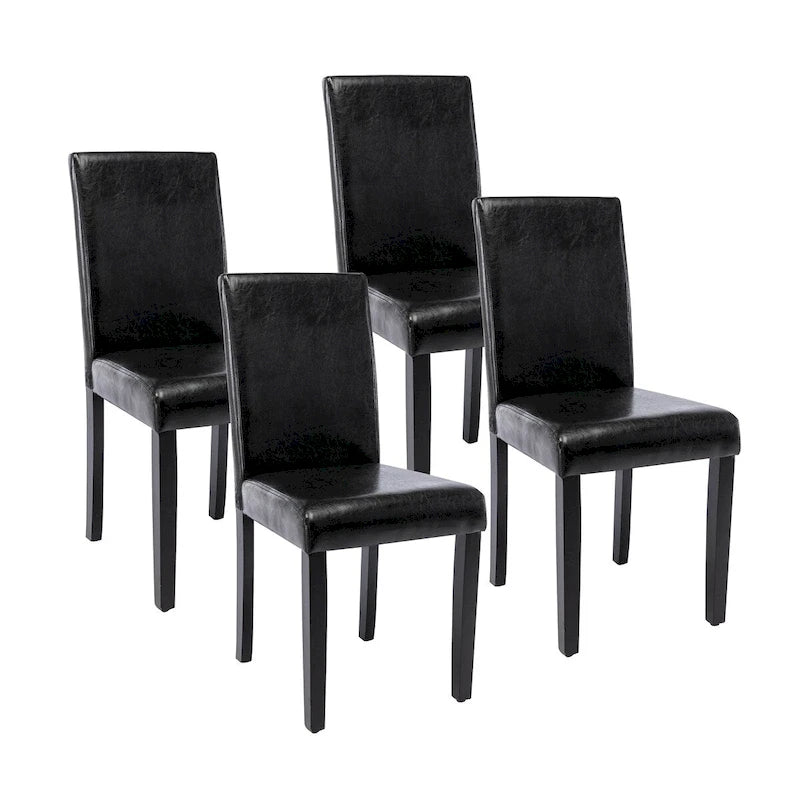 Chaises de salle à manger Porthos Home Nate avec revêtement en similicuir et pieds en bois d'hévéa, lot de 4