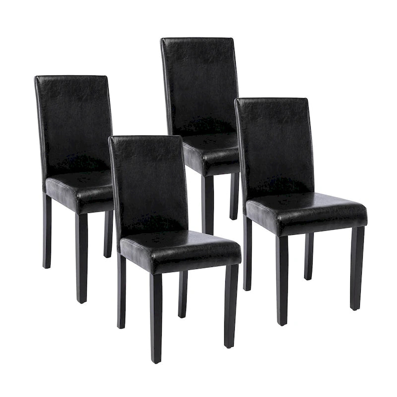 Chaises de salle à manger Porthos Home Nate avec revêtement en similicuir et pieds en bois d'hévéa, lot de 4