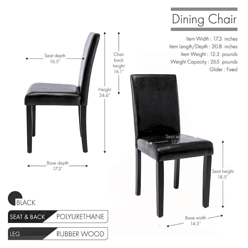 Chaises de salle à manger Porthos Home Nate avec revêtement en similicuir et pieds en bois d'hévéa, lot de 4