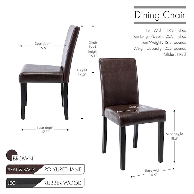 Chaises de salle à manger Porthos Home Nate avec revêtement en similicuir et pieds en bois d'hévéa, lot de 4