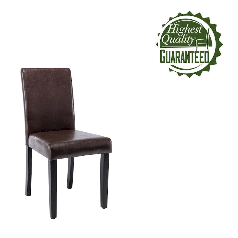 Chaises de salle à manger Porthos Home Nate avec revêtement en similicuir et pieds en bois d'hévéa, lot de 4