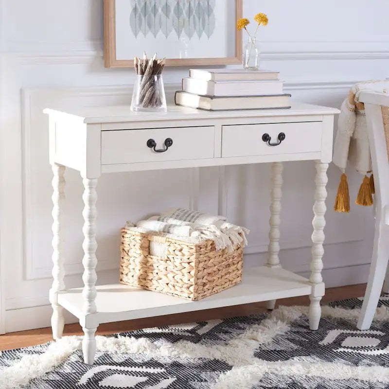 SAFAVIEH Henretta 2-Drawer Console Table - 35.5 W x 13 L x 29.5 H - 35.5 W x 13 L x 29.5 H - 36Wx13Dx30H