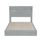 Lit plateforme vintage, avec tête de lit de rangement et station de charge