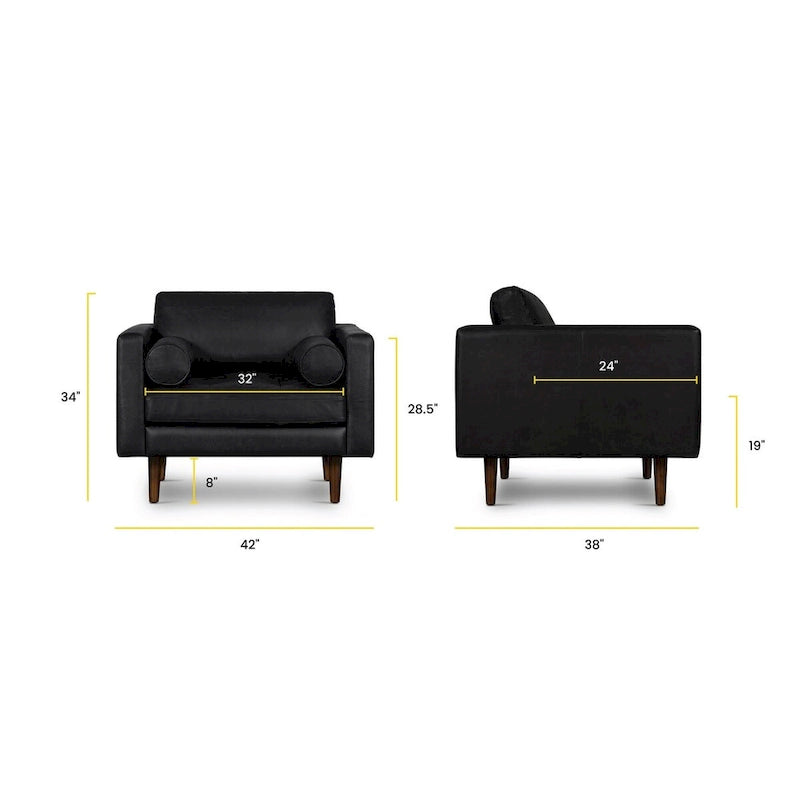 Fauteuil de salon Napa Poly and Bark - Cuir italien véritable