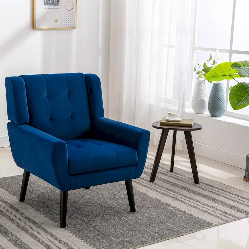 Fauteuil d'appoint ergonomique en velours doux moderne pour salon, chambre à coucher, maison, avec pieds noirs