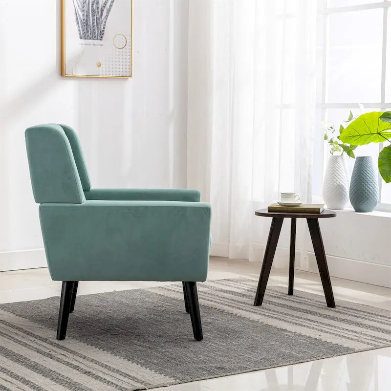 Fauteuil d'appoint ergonomique en velours doux moderne pour salon, chambre à coucher, maison, avec pieds noirs
