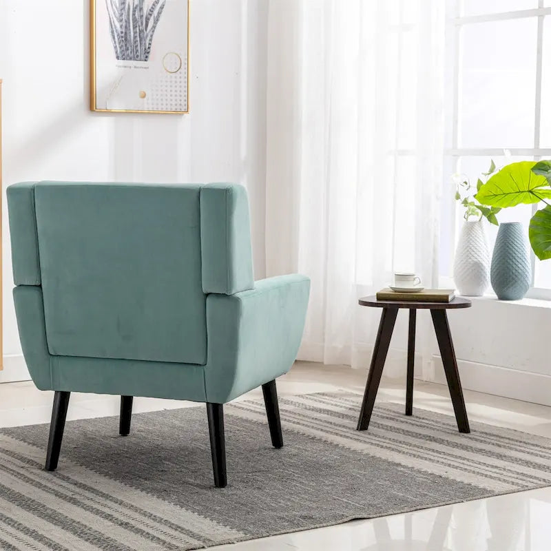 Fauteuil d'appoint ergonomique en velours doux moderne pour salon, chambre à coucher, maison, avec pieds noirs
