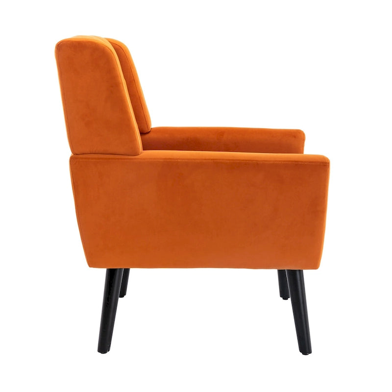 Fauteuil d'appoint ergonomique en velours doux moderne pour salon, chambre à coucher, maison, avec pieds noirs