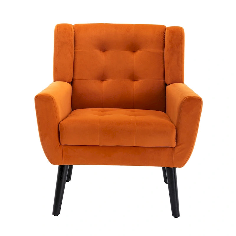 Fauteuil d'appoint ergonomique en velours doux moderne pour salon, chambre à coucher, maison, avec pieds noirs