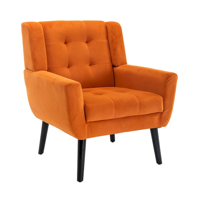 Fauteuil d'appoint ergonomique en velours doux moderne pour salon, chambre à coucher, maison, avec pieds noirs
